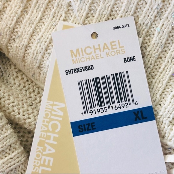 Michael Kors Turtleneck Sequined Sweater in Bone/White, Size XL New w/Tag - Picture 8 of 10